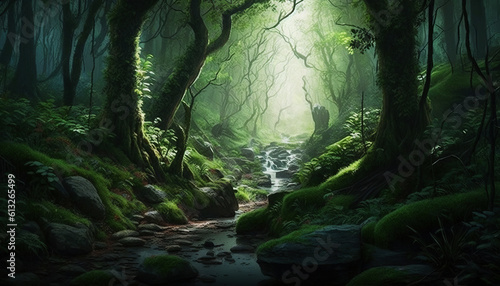 Ai generated illustration Natural forest landscape
