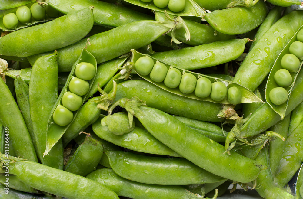Fresh green pea pods as background, top view Fresh green pea pods as background, top view