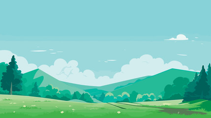 Gordijnen Koraalgroen spring landscape background, simple, vector illustration  © vvalentine