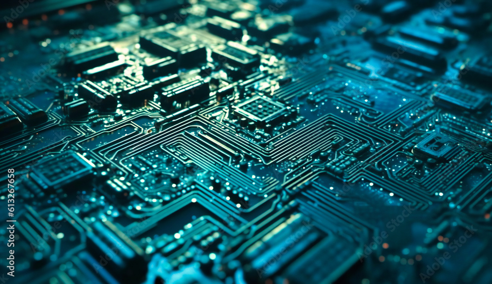 close up shot of blue electronic circuit board close up shot of blue electronic circuit board