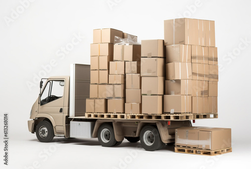 Wallpaper Mural truck with box. moving and transportation. generative AI Torontodigital.ca