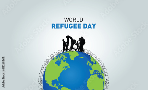 World Refugee day concept Vector Illustration. World refugee day campaign poster or awareness poster template. International Migrants Day concept.
