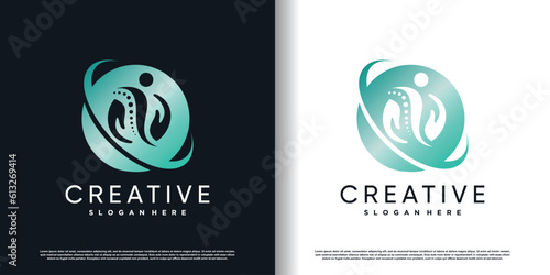 chiropractic logo design vector with creative  concept premium vector