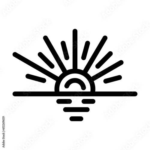 horizont sunset sun summer sunlight line icon vector. horizont sunset sun summer sunlight sign. isolated contour symbol black illustration