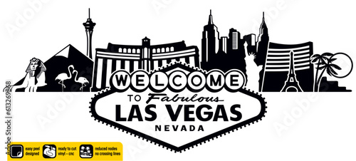 Canvas Print Detailed Las Vegas Nevada skyline vector, ideal for vinyl cutting