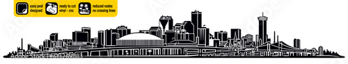 Detailed New Orleans USA skyline vector, ideal for vinyl cutting. Showcases major America landmarks in a single captivating design. Vinyl ready design. Wall sticker. Mississippi wall decal.