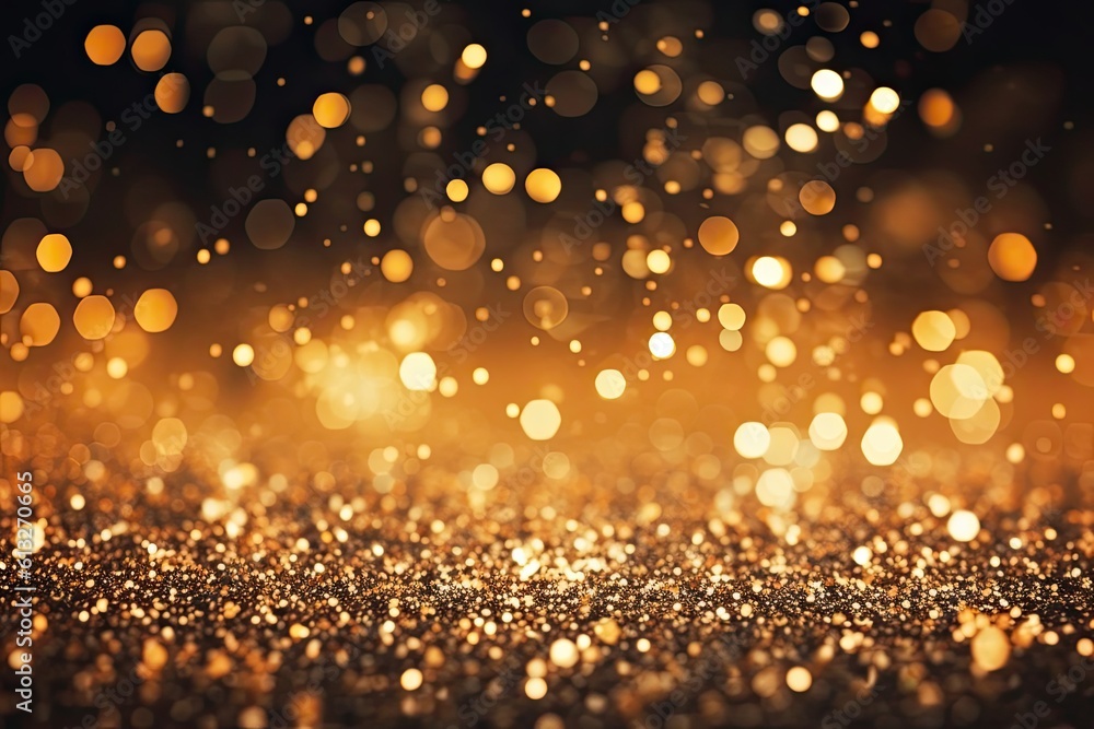 Glimmering Gold Glitter: A Magic New Glow of Vintage Retro Brightness on a Still Black Galaxy. Generative AI