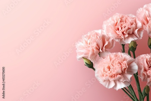 A Generative Mother's Day Bouquet of Carnations on a Happy Pink Blank Banner - Perfect for Holiday Greetings: Generative AI © AIGen