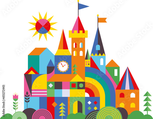 Colorful fairy tale castle