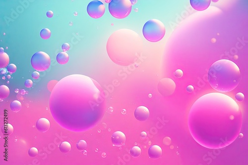 3D Illustration. Shiny balls with different size on pink color background. Abstract background concept ai generative © Igor