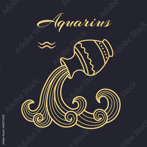 Aquarius zodiac sign. Symbol and icon of astrology horoscope. Vector illustrations