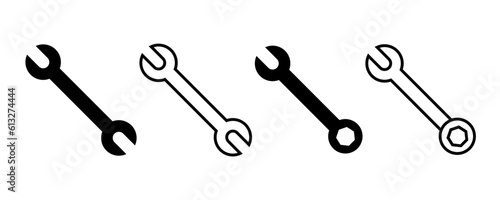 Tools vector wrench icon, spanner logo design element, key tool isolated on white background