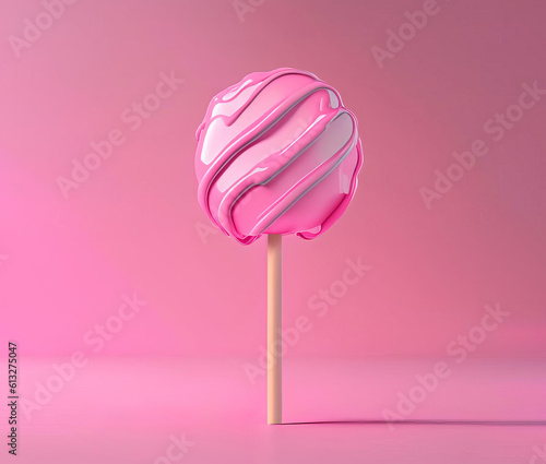 Pink lollipop on pink background, AI generated © Mystery