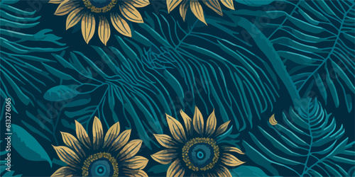 Sunflower Bouquet  Botanical-inspired Illustration Pattern