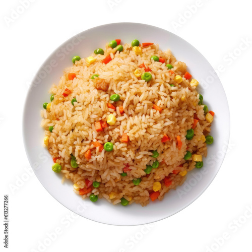 A Plate of Fried Rice Isolated on a Transparent Background
