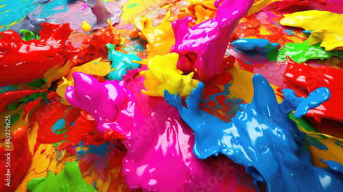 closeup illustration of color ink splashes  colored mix  ai generated image