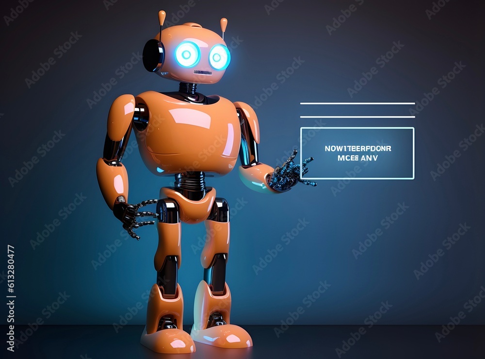 Robot with chat box. Concept of chatbot or ai assistant. AI generated Robot with chat box. Concept of chatbot or ai assistant. AI generated