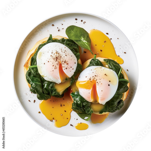 Delicious Plate of Eggs Florentine on a Transparent Background. Generative AI photo