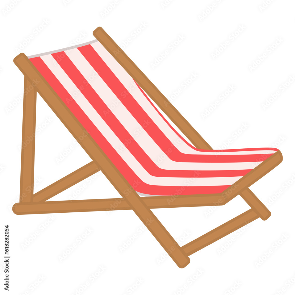 Cartoon Beach Chair. Beach Chair Vector Illustration on a White Background