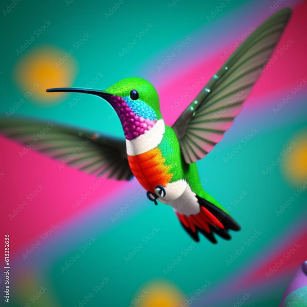 Obraz premium A tabby hummingbird, AI generator photo.