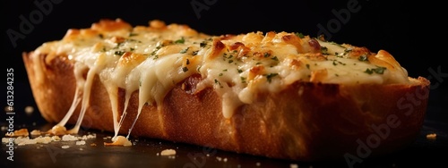 cheese garlic bread on black background. Generative ai