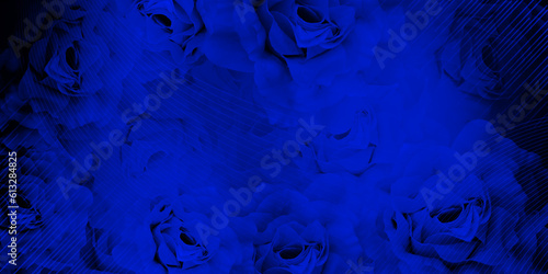 abstract beautiful white line and curve on blue rose flowers bouquet on blur blue roses flower and blue background, nature, love, valentine, buddha, banner, template, copy space