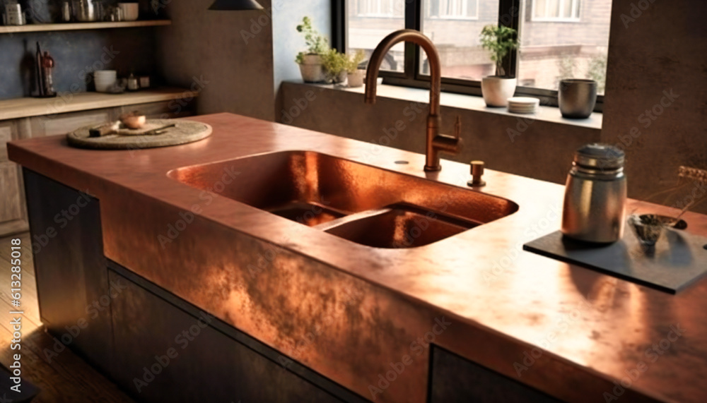 copper countertop with sink