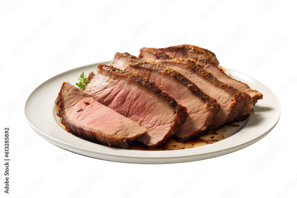 Delicious Roast Beef and Potatoes Isolated on a Transparent Background. Generative AI Delicious Roast Beef and Potatoes Isolated on a Transparent Background. Generative AI