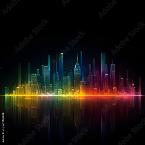 spectral projectionof city skyline expansive  lense