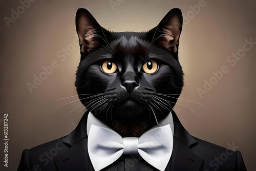  a cat wearing a bow tie or a fancy collar, exuding a sense of elegance and style © Beste stock