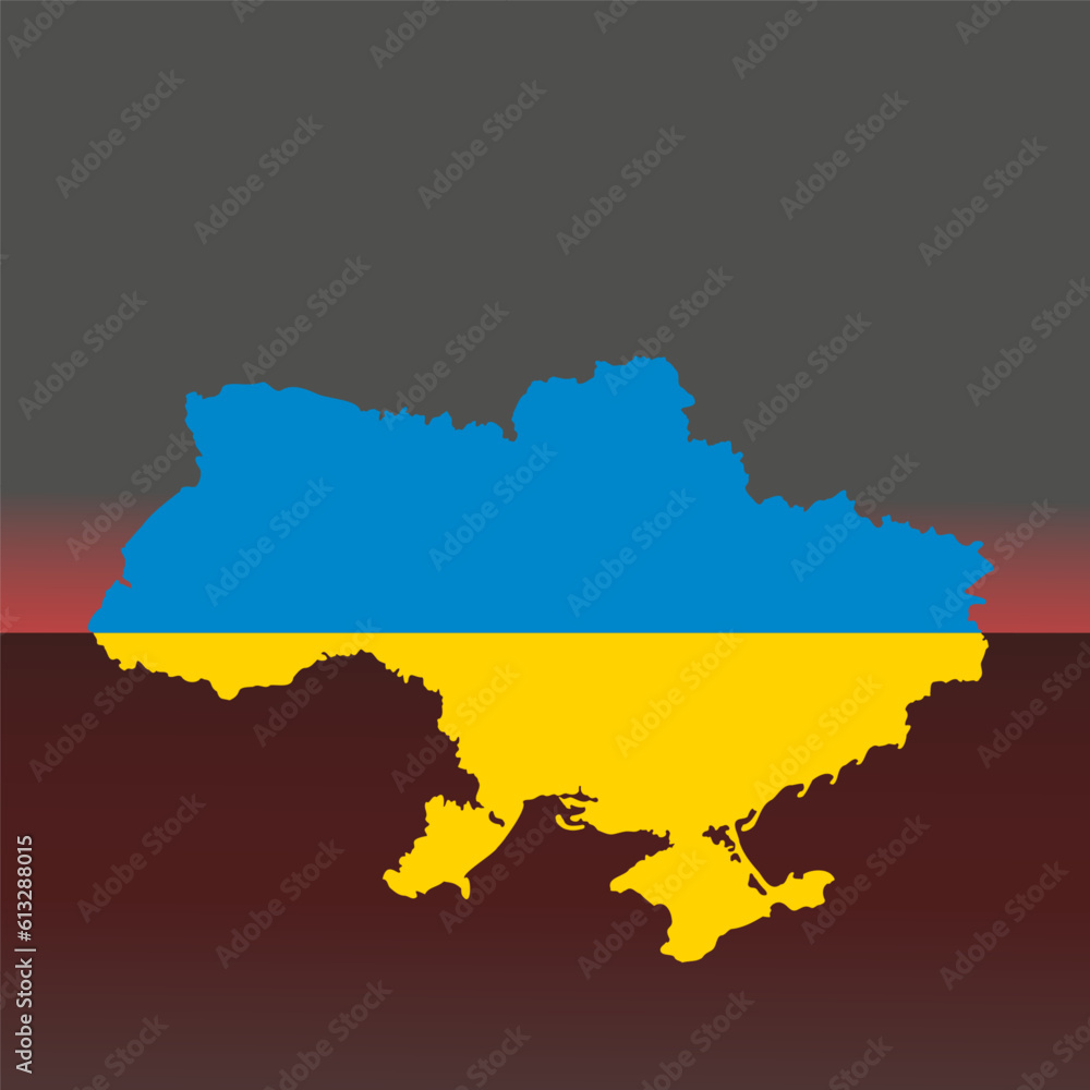 Map of Ukraine. Ukraine map filled with flag colors Map of Ukraine. Ukraine map filled with flag colors
