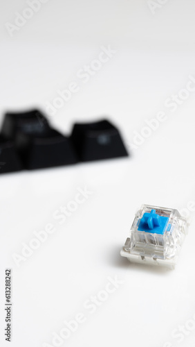 Keycaps and Keyswitch for Mechanical Keyboards Isolated on White Background