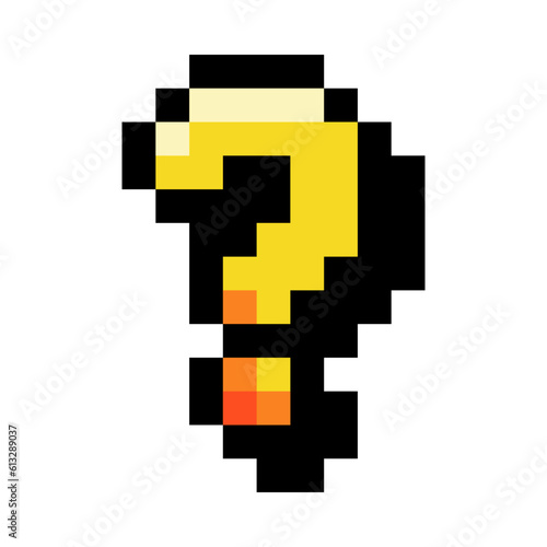 Pixel 8 Bit Question or Interrogation Mark Vector Illustration