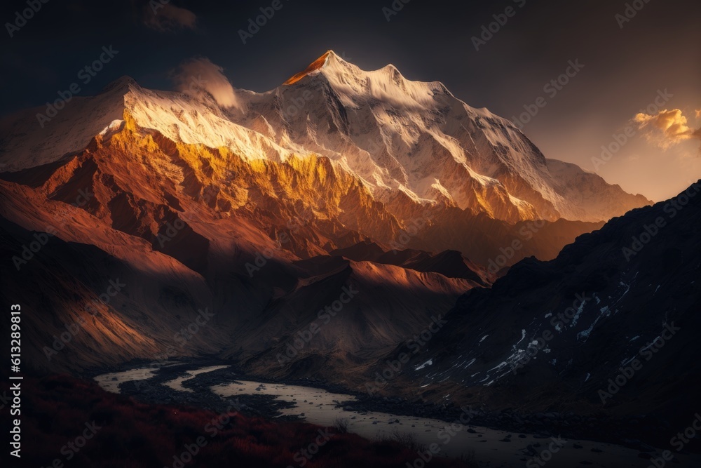 Beautiful mountain landscape in Himalayas, Nepal, Asia