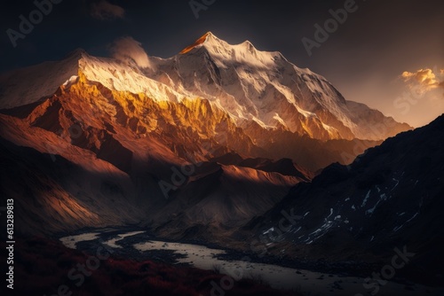 Beautiful mountain landscape in Himalayas, Nepal, Asia