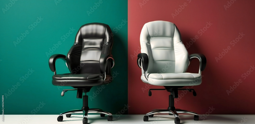 a black and black office chair in front of a green background a black and black office chair in front of a green background