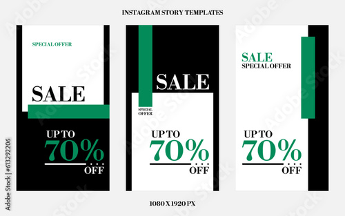 Instagram Stories Template for Discount - Set for Black Friday Promotions, Flyer, Poster and Invitations. Editable 1080x1920 px banner contains percentage from 10 to 100. Vector illustration 6/2023.