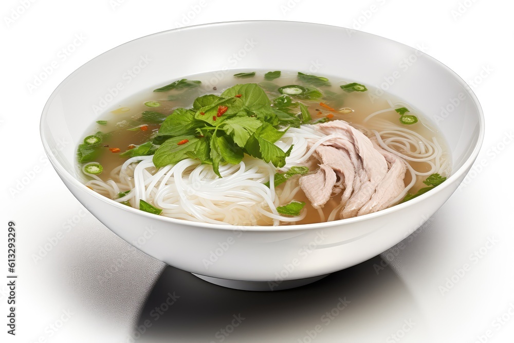 Pho Bo Soup, Traditional Vietnamese Meat Broth with Noodle, Abstract Generative AI Illustration Pho Bo Soup, Traditional Vietnamese Meat Broth with Noodle, Abstract Generative AI Illustration