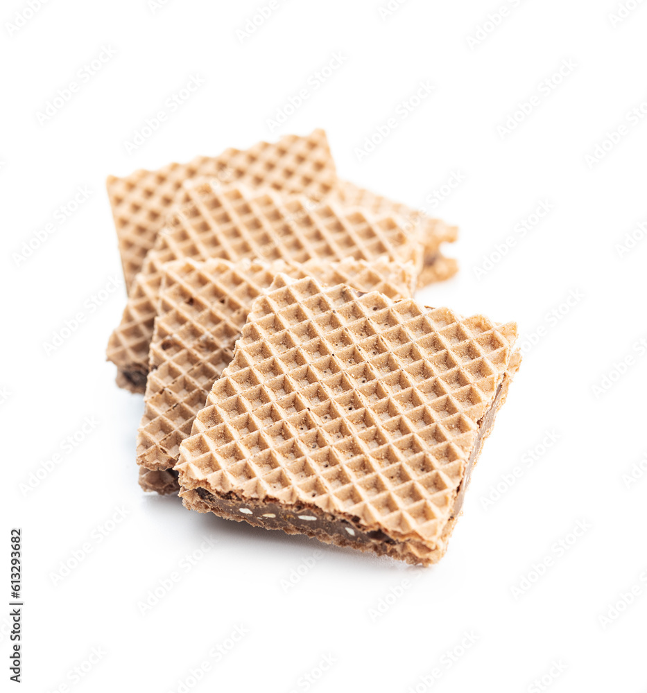 Sweet chocolate wafer isolated on white background. Sweet chocolate wafer isolated on white background.
