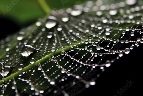 High-definition Macro Image of Dew-Covered Spider Web: Showcasing Nature's Intricate Design with DSLR Camera and Macro Lens generative AI