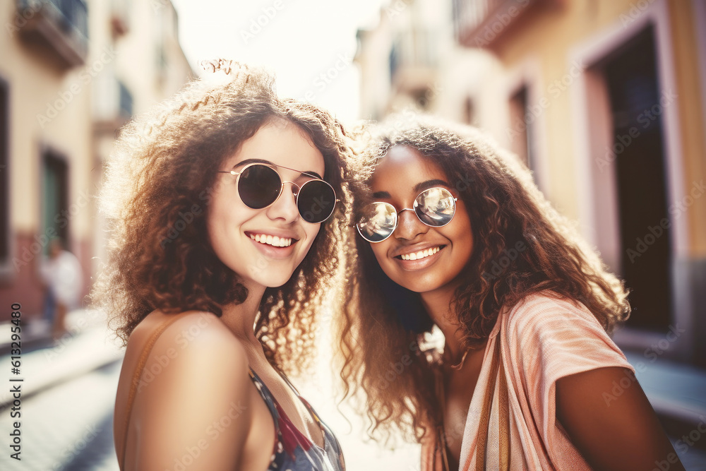 Two young beautiful women having fun and spending time together on a sunny day Two young beautiful women having fun and spending time together on a sunny day