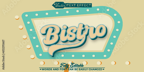 Soft 80'S Bistro Vector Editable Text Effect Template