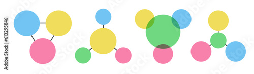 Venn diagram chart vector template color style for presentation, start up project, business strategy, theory basic operation, infographic, logic analysis. 10 eps