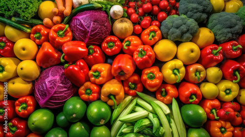 Background of fresh vegetables. Red, yellow, green and orange.