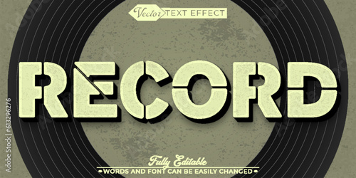 Retro Record Vector Editable Text Effect Template