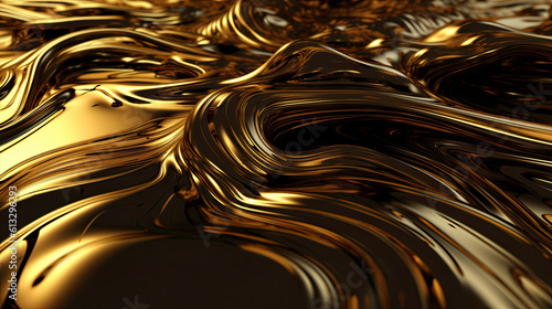 Golden wavy liquid background.