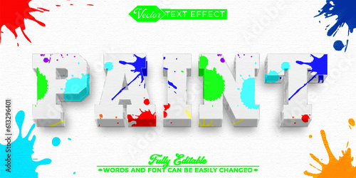 Colorful Brush Splatter Paper Paint Vector Editable Text Effect Template