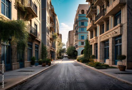 the street in a residential building