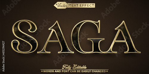 Brown And Golden Saga Vector Editable Text Effect Template