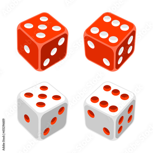Set of playing dice. Game craps image. Casino and betting illustration.